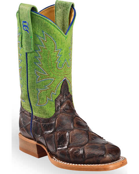 Horse Power Boys' Brown Filet Of Fish Print Boots - Square Toe, Brown, hi-res