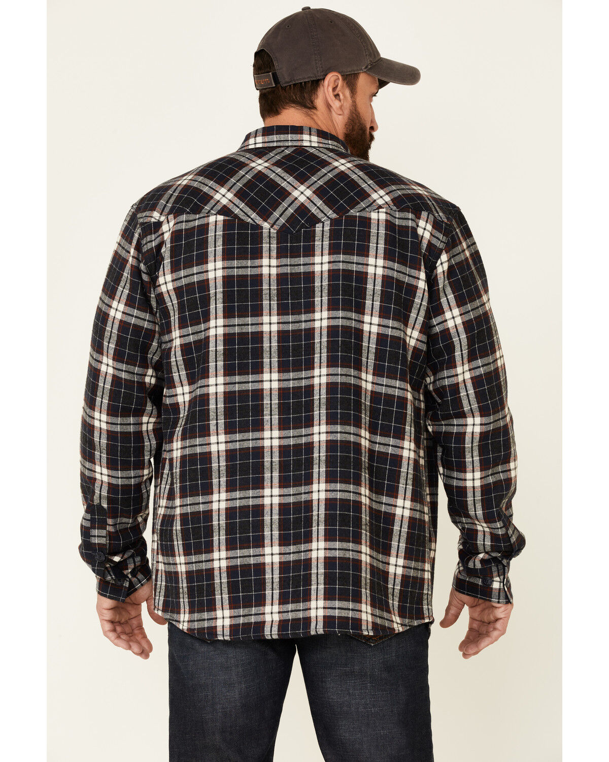 Image #4 - Cody James Men's Storm Front Bonded Large Plaid Long Sleeve Button-Down Western Flannel Shirt, Navy, hi-res