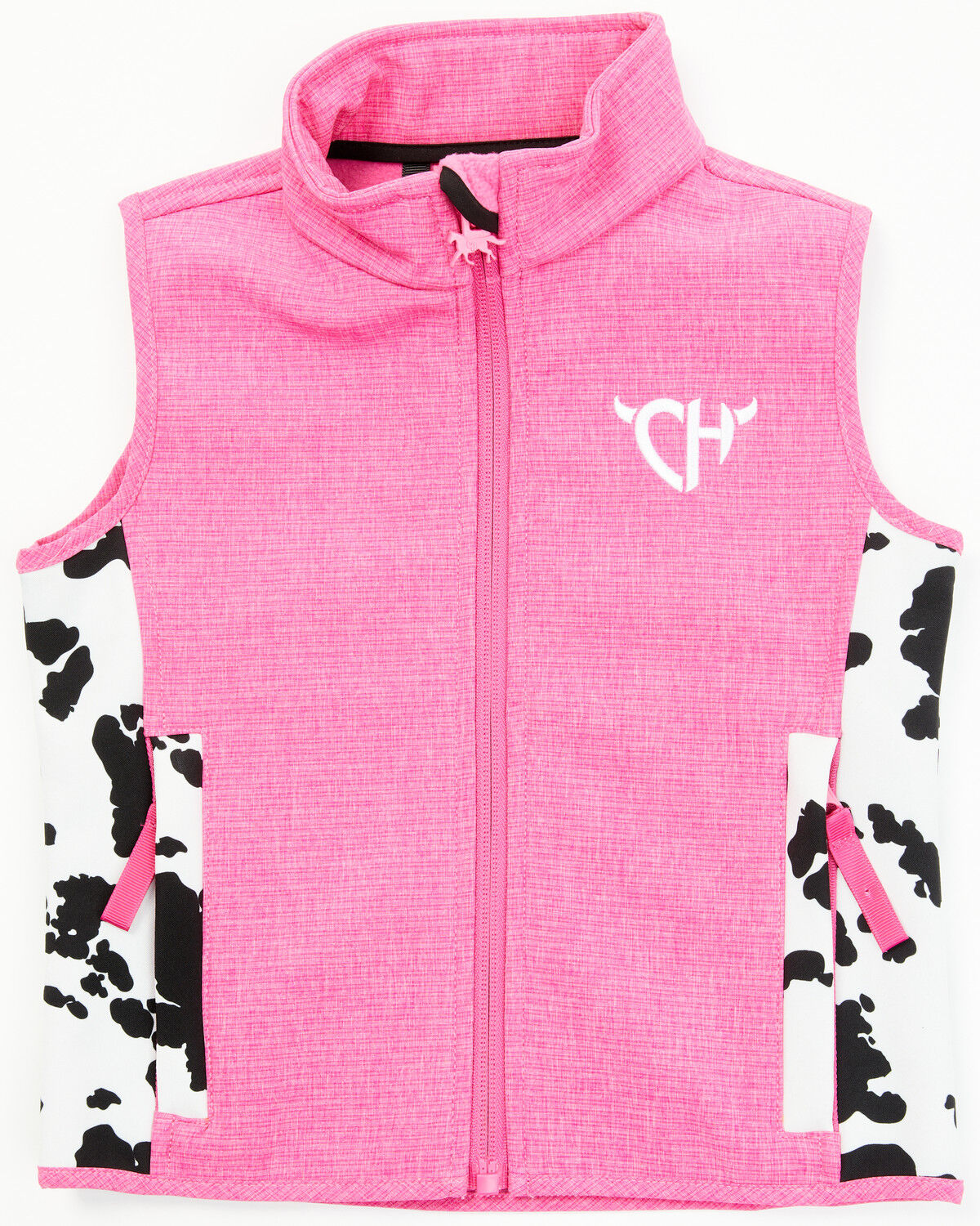 Image #1 - Cowgirl Hardware Toddler Girls' Cow Print Vest, Pink, hi-res