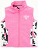 Image #1 - Cowgirl Hardware Toddler Girls' Cow Print Vest, Pink, hi-res