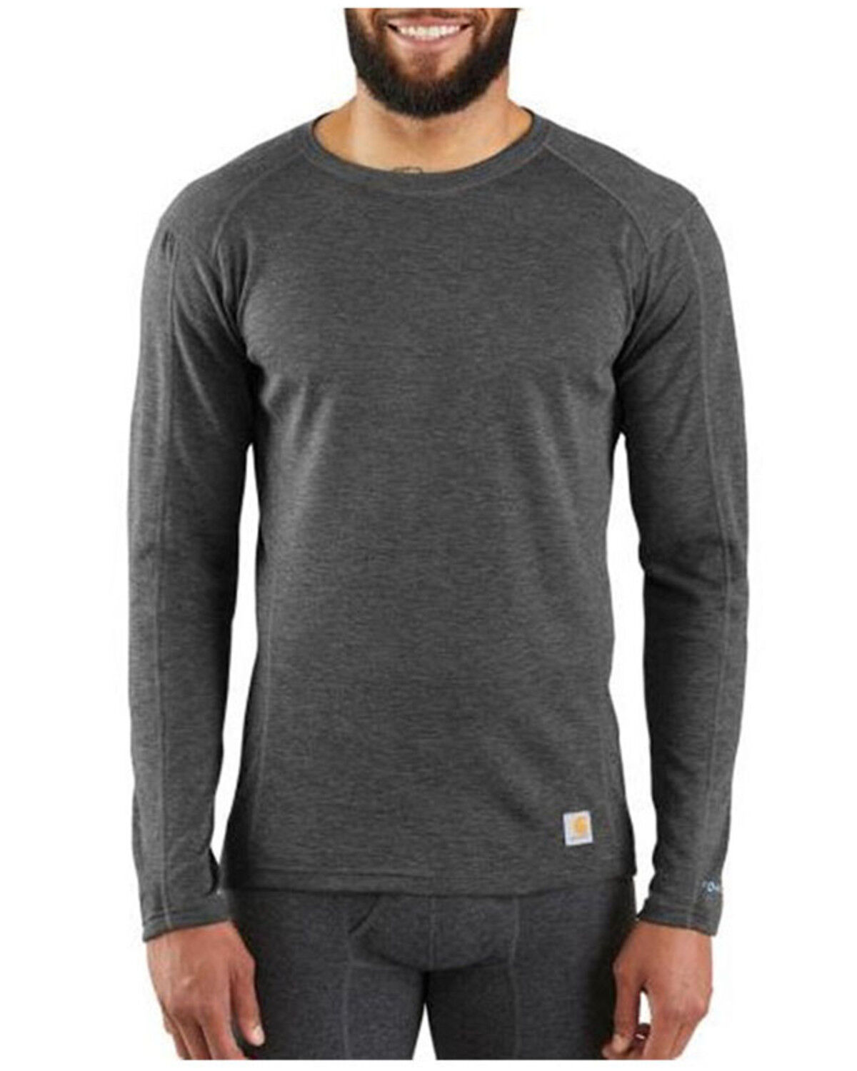 Image #1 - Carhartt Men's Force Heavyweight Tech Crew Long Sleeve Work Shirt, Black, hi-res