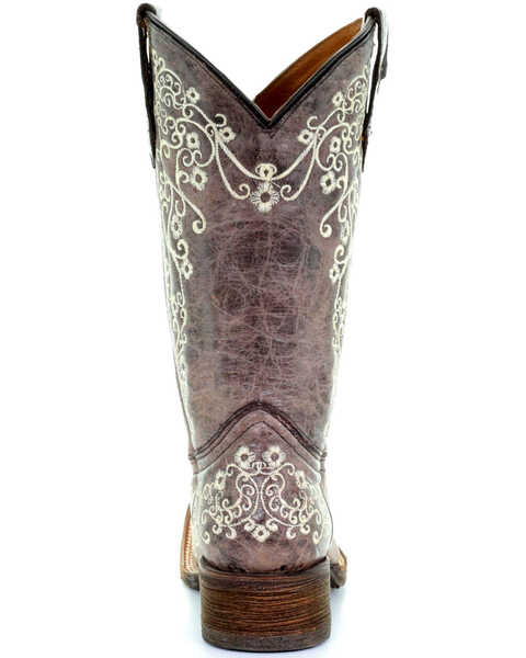 Image #7 - Corral Girls' Crater Bone Embroidered Western Boots - Broad Square Toe, Brown, hi-res
