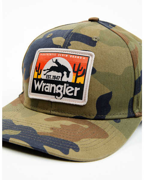 Image #2 - Wrangler Men's Sunset Logo Patch Camo Mesh-Back Ball Cap , Camouflage, hi-res