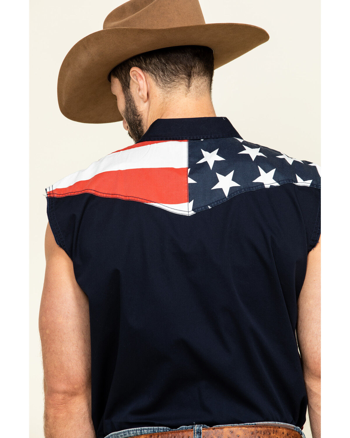 Image #5 - Cody James Men's American Flag Bubba Sleeveless Western Shirt, Red, hi-res