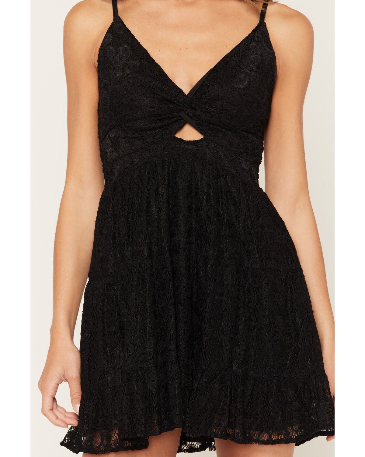Image #3 - Angie Women's Lace Sleeveless Mini Dress, Black, hi-res