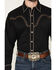 Image #3 - Scully Men's Diamond Embroidered Long Sleeve Western Shirt, Black/white, hi-res