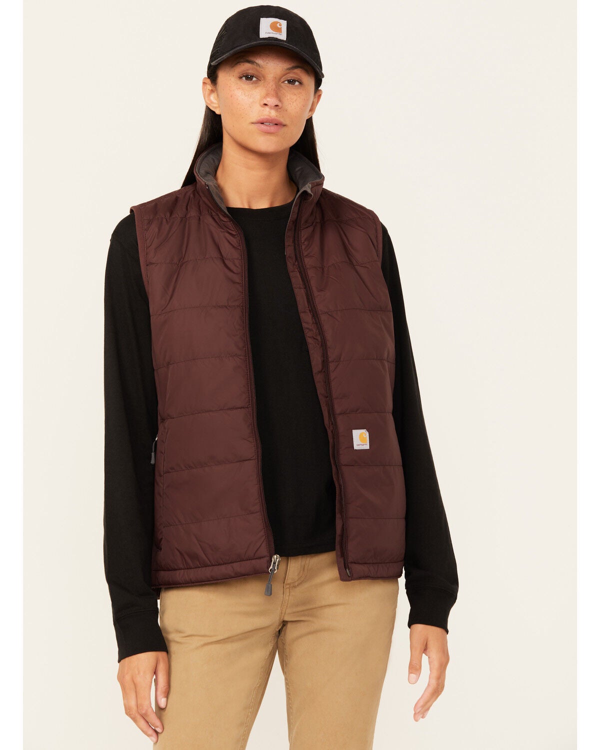 Carhartt Women's Rain Defender&reg; Relaxed Fit Lightweight Insulated Vest, Wine, hi-res