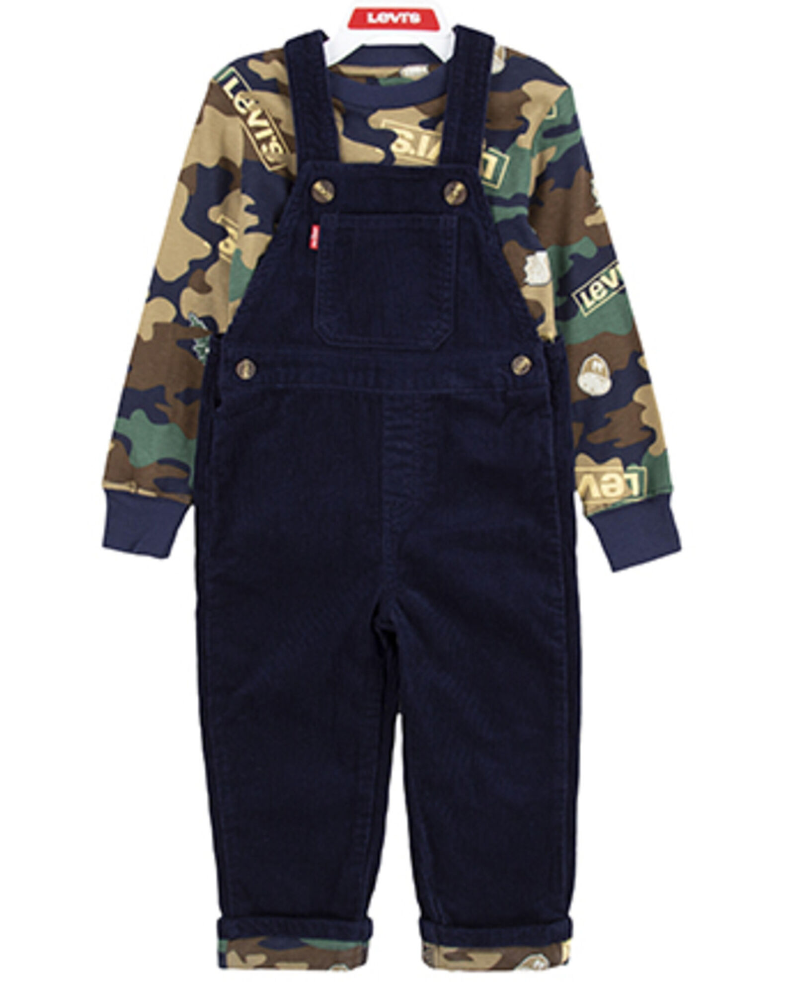 Levi's Toddler Boys' Camo Print Long Sleeve T-Shirt & Corduroy Overalls Set  - 2-Piece - Country Outfitter