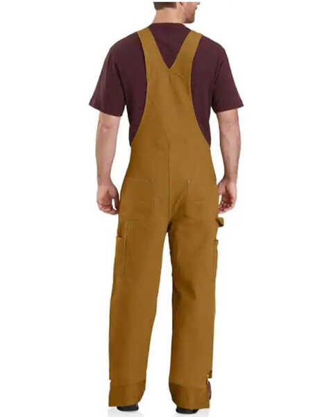 Image #2 - Carhartt Men's Quilt Lined Washed Bib Work Overalls - Tall, Brown, hi-res