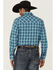 Image #4 - Wrangler Retro Men's Plaid Print Long Sleeve Snap Western Shirt, Turquoise, hi-res