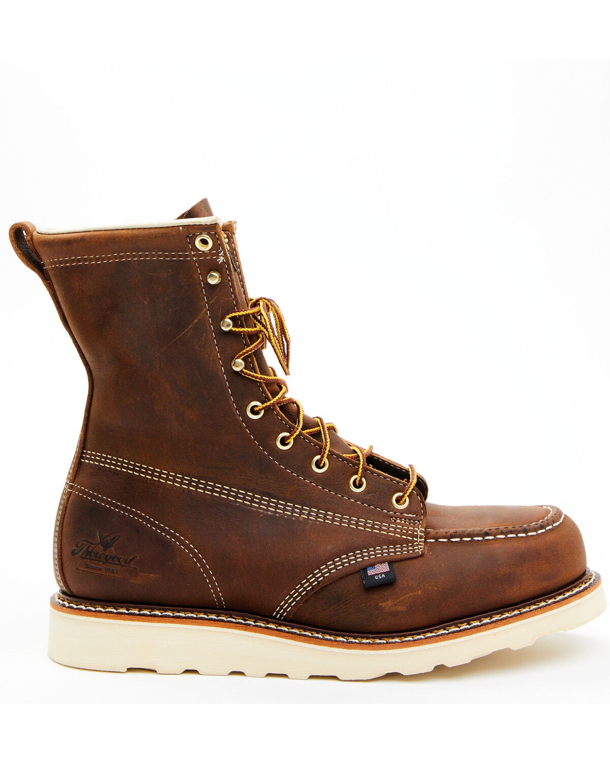 Image #2 - Thorogood Men's 8" American Heritage MAXWear Wedge&trade; Moc Work Boots - Steel Toe, Brown, hi-res
