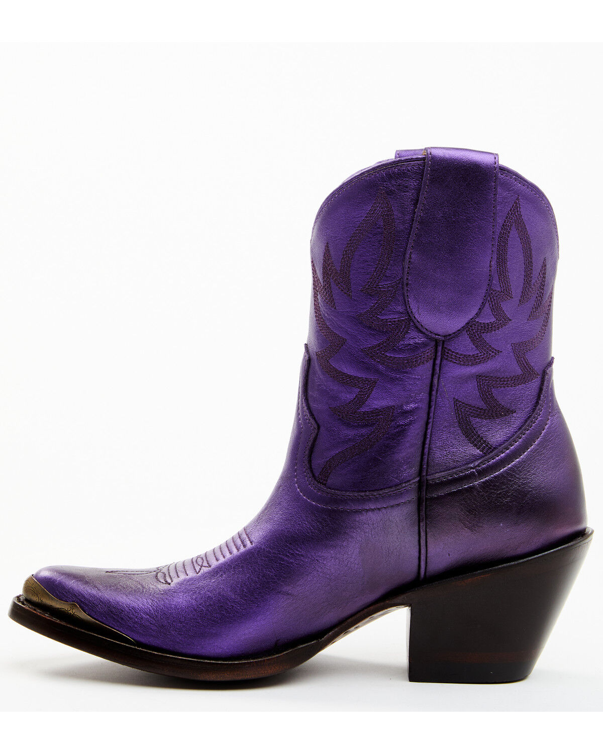 Image #3 - Idyllwind Women's Wheels Metallic Leather Booties - Round Toe, Purple, hi-res