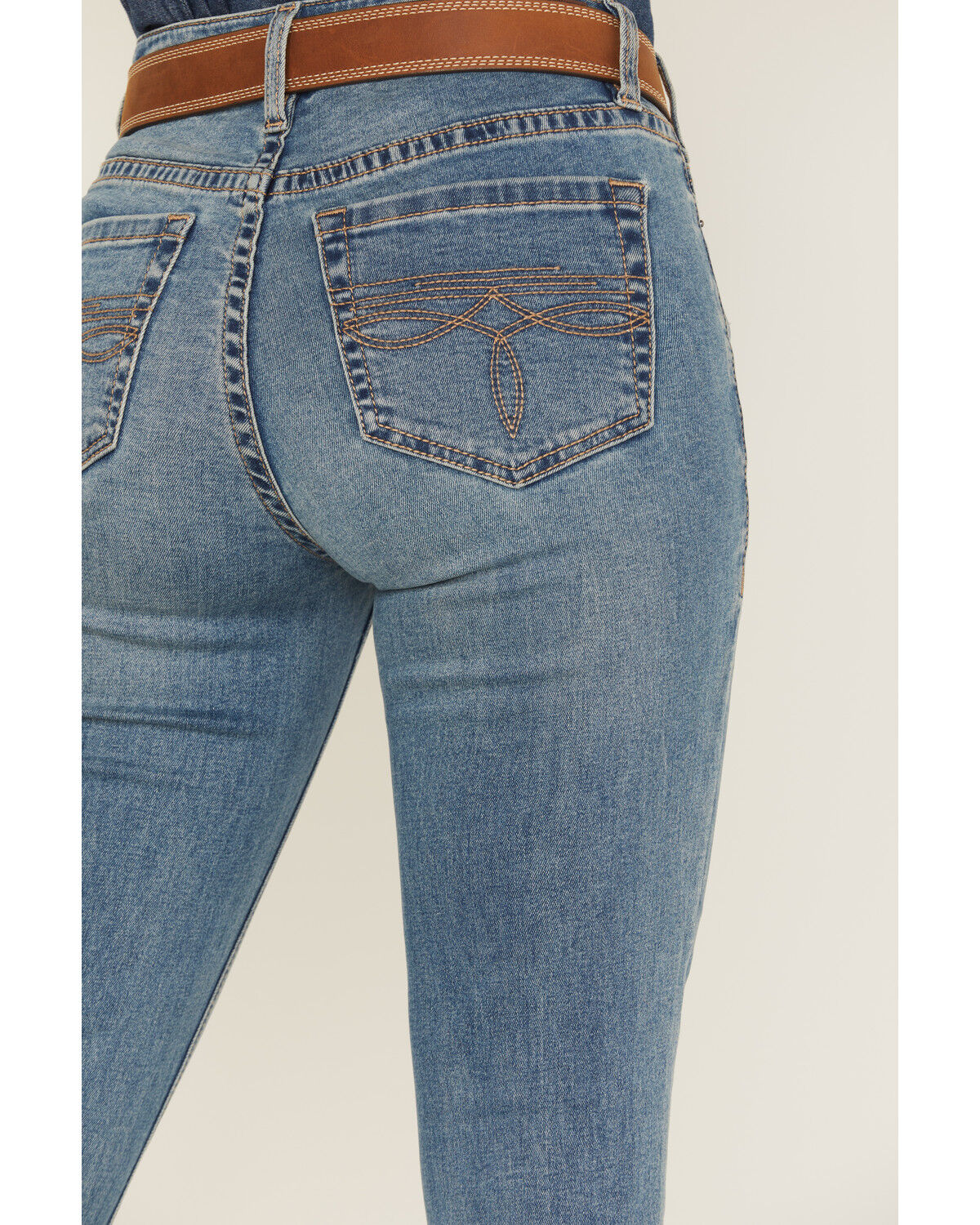 Image #4 - Rock & Roll Denim Women's Medium Wash Mid Rise Boot Stitch Bootcut Stretch Denim Jeans, Medium Wash, hi-res
