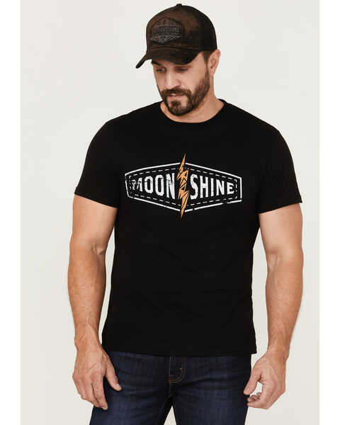Moonshine Spirit Men's Spirit Bolt Logo Black Graphic T-Shirt, Black, hi-res