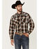 Image #1 - Roper Men's Embroidered Yoke Plaid Print Long Sleeve Snap Western Shirt, Multi, hi-res