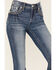 Image #4 - Miss Me Women's Medium Wash Mid Rise Border Stitch Bootcut Stretch Denim Jeans, Medium Wash, hi-res