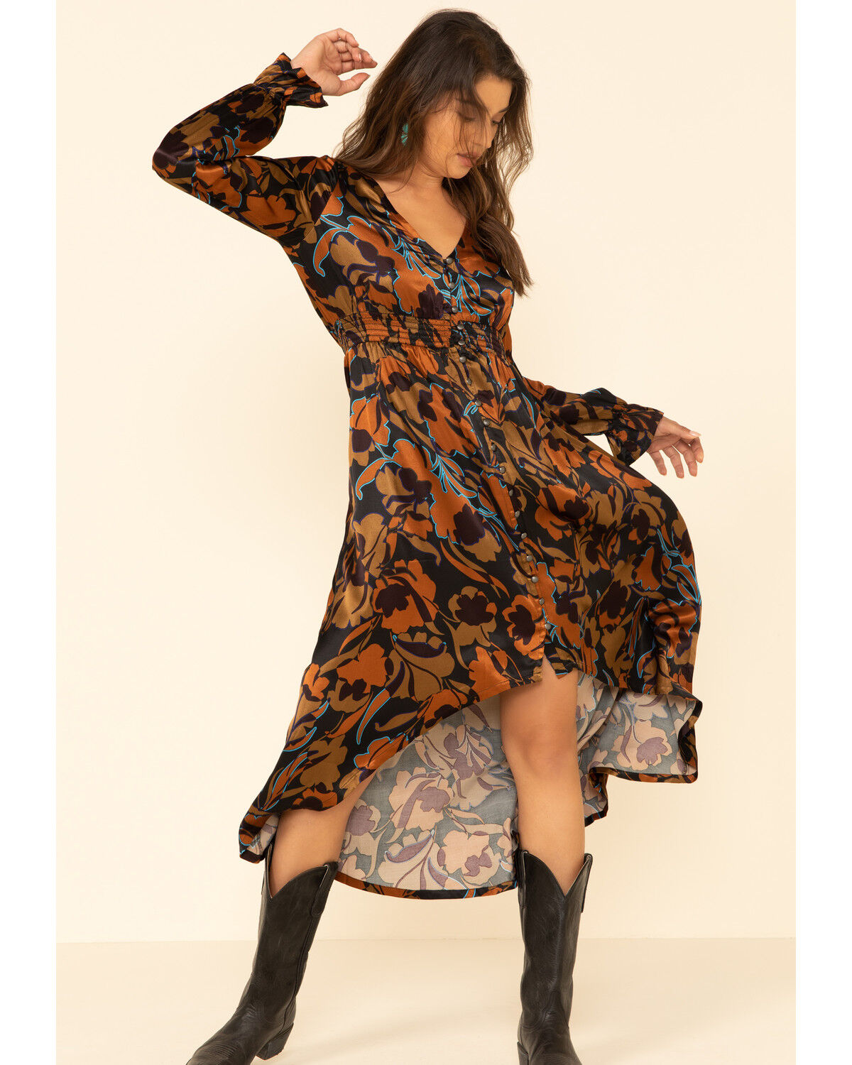 olive floral maxi dress