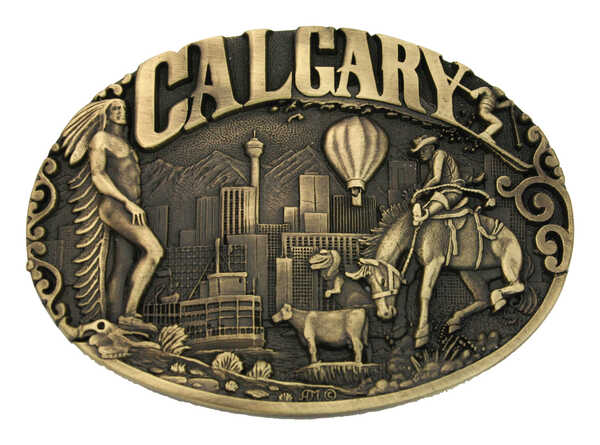 Montana Silversmiths Calgary Heritage Attitude Belt Buckle, Gold, hi-res