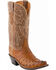 Image #1 - Lucchese Women's Handmade Augusta Full Quill Ostrich Western Boots - Snip Toe, Tan Burnish, hi-res