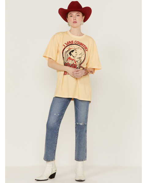 Image #2 - Country Deep Women's I Was Country When It Wasn't Cool Oversized Graphic Tee, Yellow, hi-res