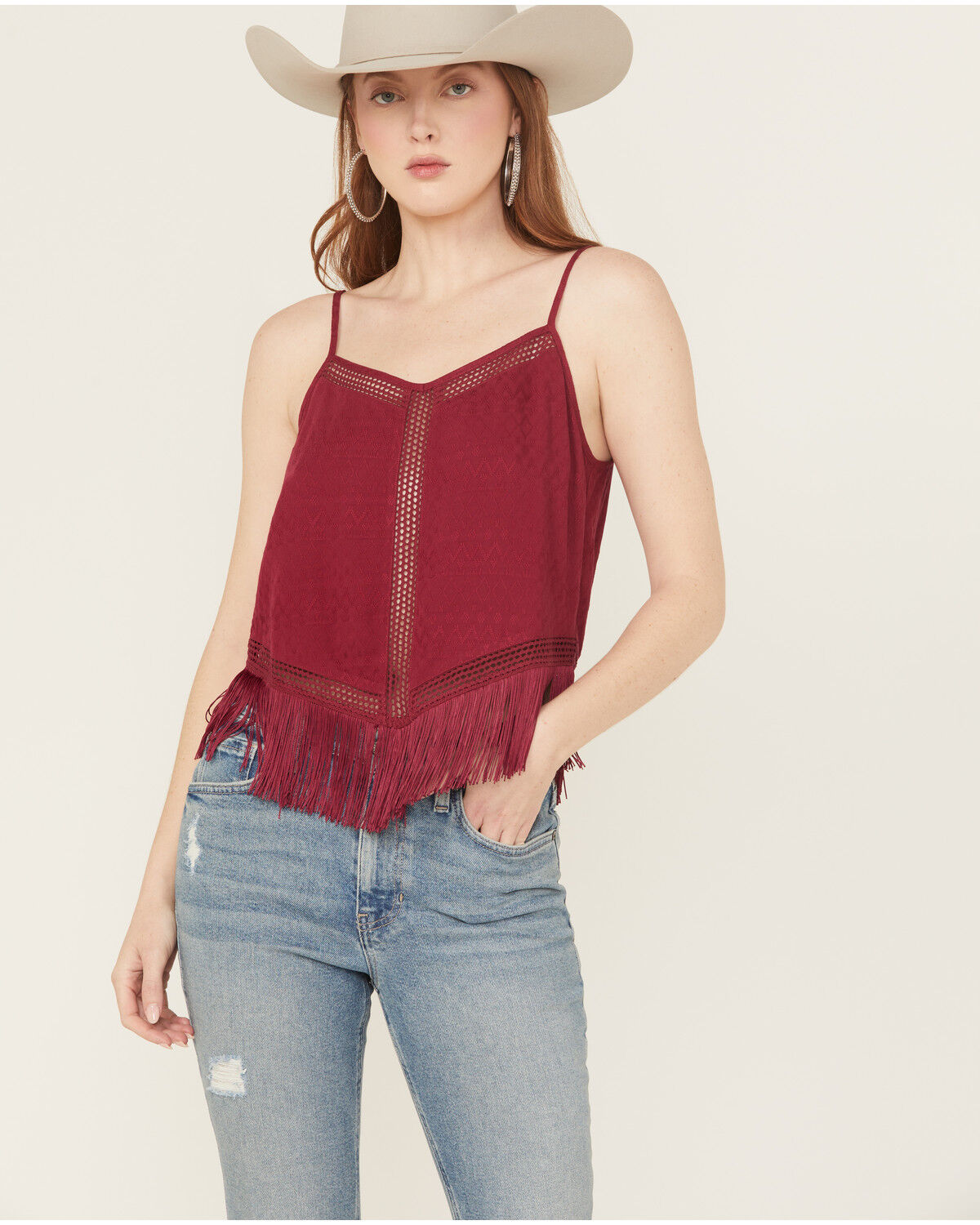 Image #2 - Idyllwind Women's Briarwick Jacquard Tank Top, Maroon, hi-res