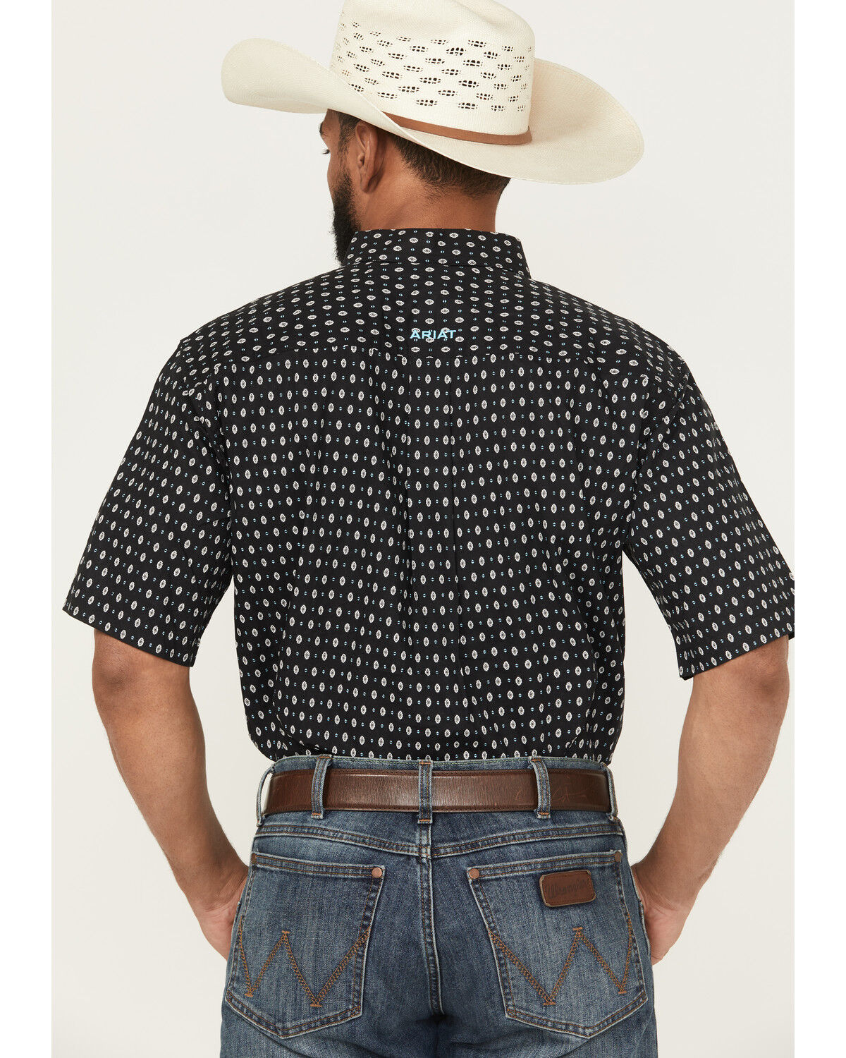 Image #4 - Ariat Men's Steele Geo Print Short Sleeve Button-Down Western Shirt, Black, hi-res