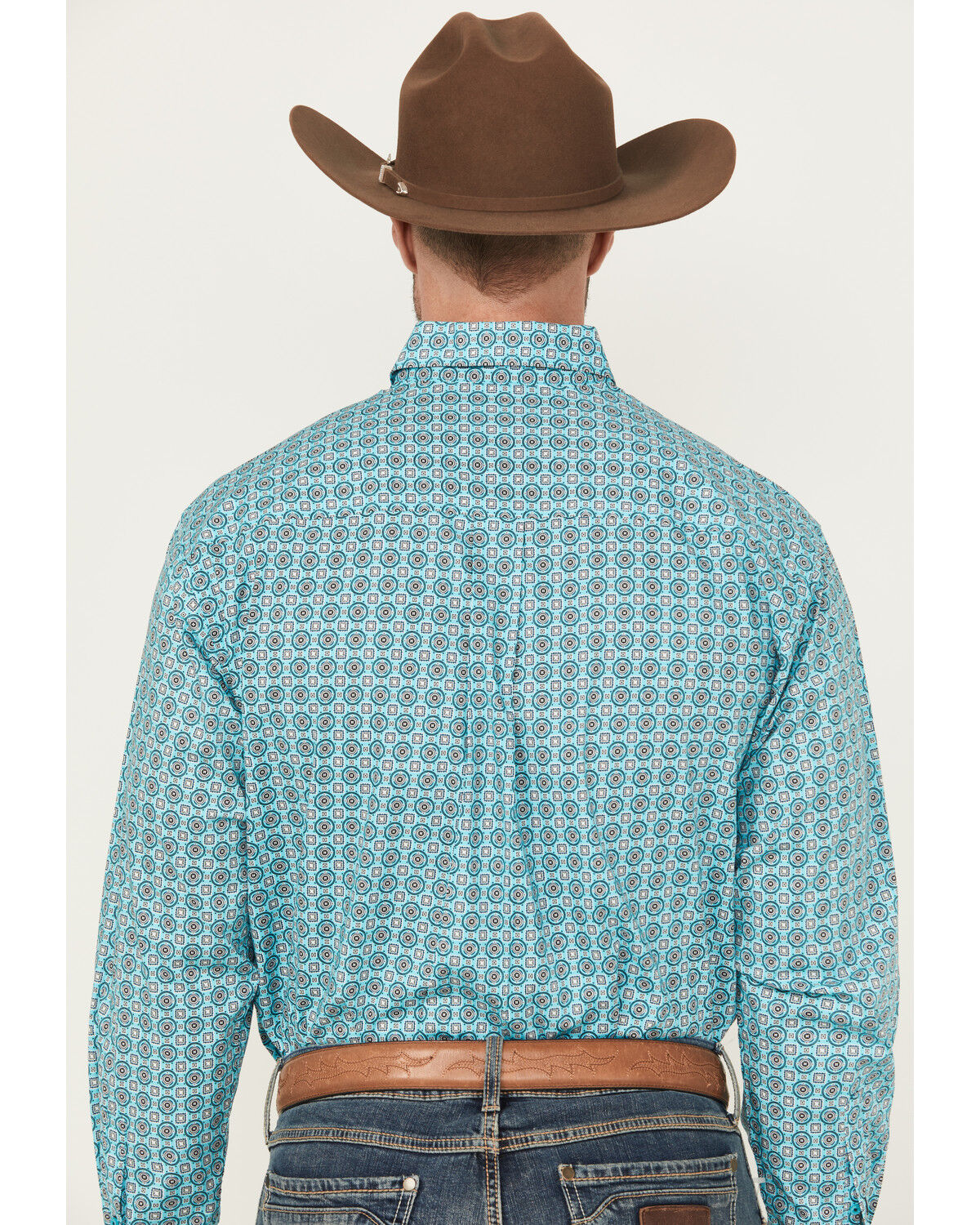 Image #4 - Cinch Men's Geo Print Long Sleeve Button-Down Stretch Western Shirt, Turquoise, hi-res