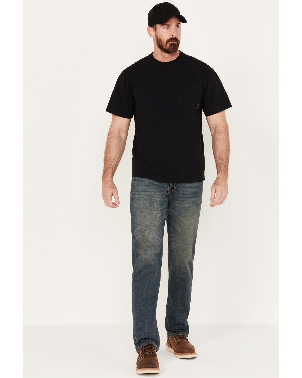 Image #1 - Hawx Men's Medium Wash Bootcut Work Jeans, Indigo, hi-res