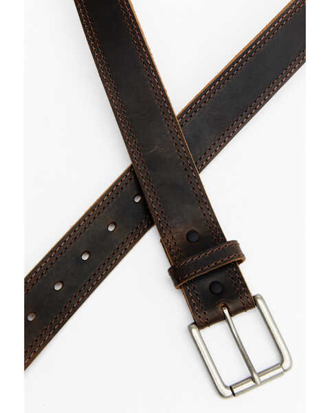 Image #2 - Hawx Men's Pointed Double Stitch Work Belt, Brown, hi-res