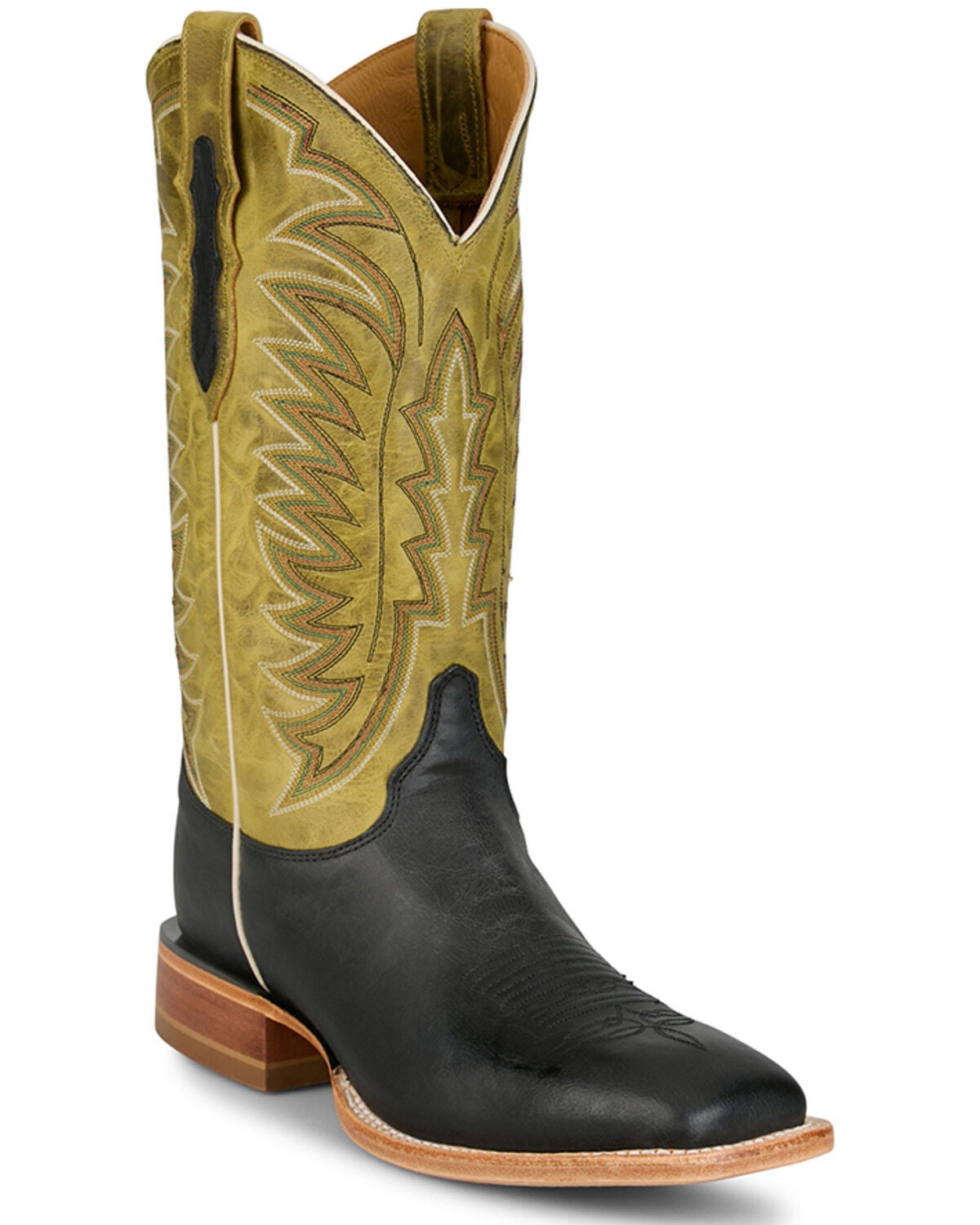 Justin Men's Burchett Western Boots - Broad Square Toe, Black, hi-res