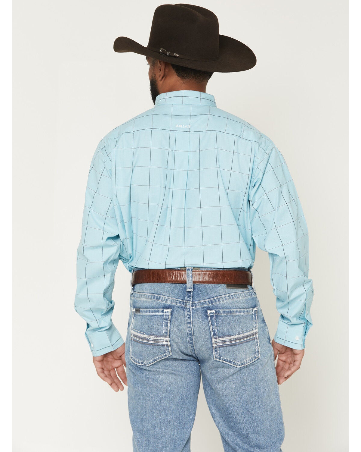 Image #4 - Ariat Men's Pro Series Platt Plaid Print Long Sleeve Button-Down Western Shirt, Aqua, hi-res