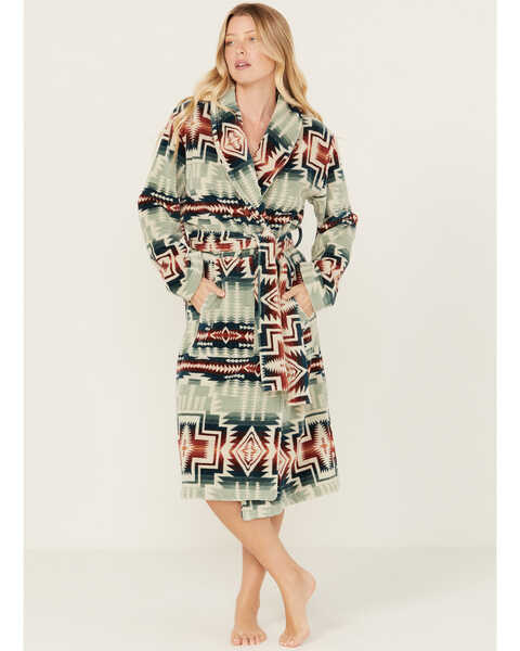 Pendleton Women's Print Robe, Teal, hi-res