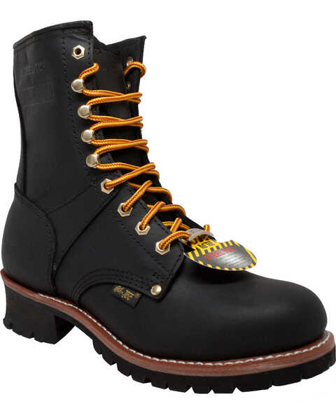Ad Tec Men's Logger 9" Work Boots - Steel Toe, Black, hi-res