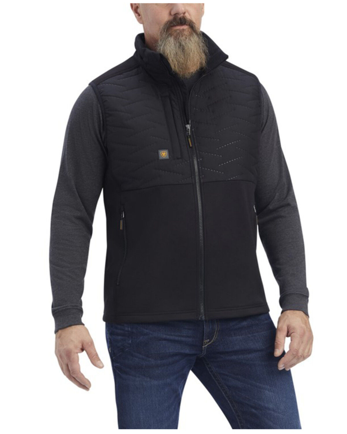 Image #1 - Ariat Men's Rebar Cloud 9 Insulated Zip-Front Work Vest - Big, Black, hi-res
