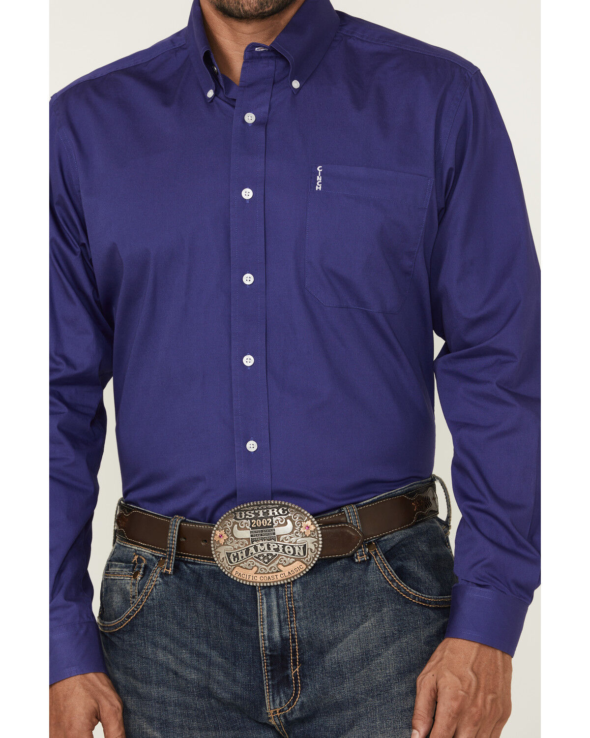 Image #3 - Cinch Men's Solid Long Sleeve Button-Down Western Shirt, Purple, hi-res