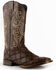 Image #1 - Ferrini Men's Ostrich Patchwork Exotic Western Boots - Broad Square Toe , Chocolate, hi-res