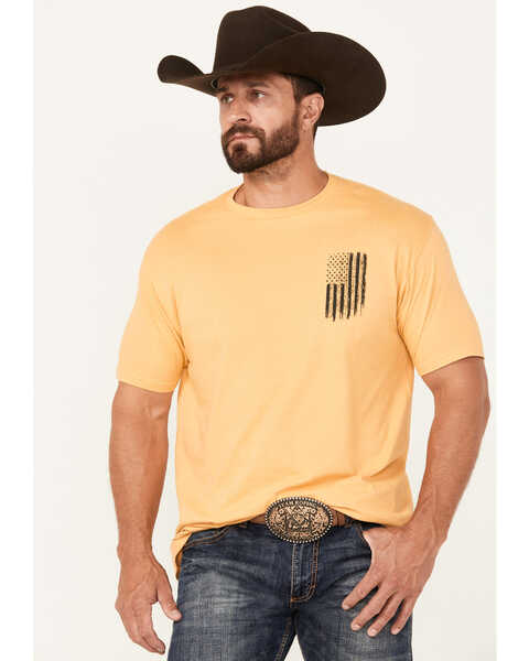 Howitzer Men's Must One Flag Short Sleeve Graphic T-Shirt, Mustard, hi-res
