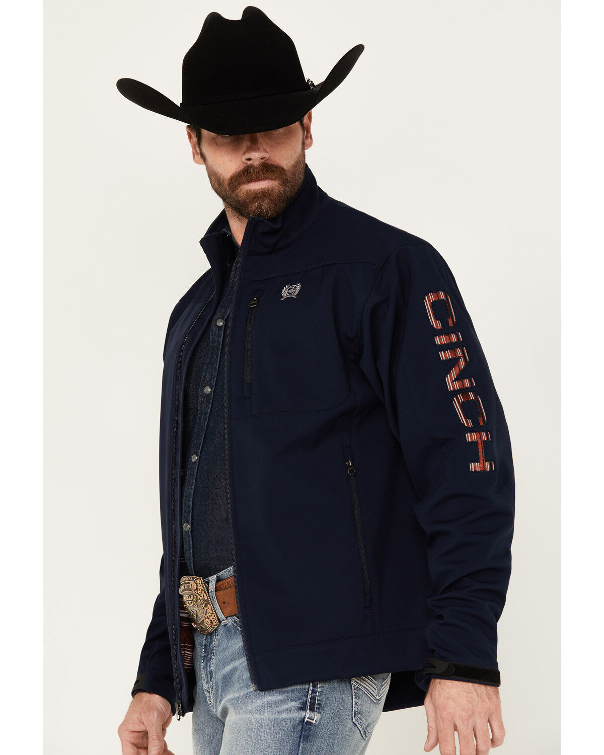 Image #2 - Cinch Men's Bonded Softshell Jacket, Navy, hi-res