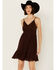 Image #1 - Shyanne Women's Crochet Trim Mini Dress, Dark Brown, hi-res