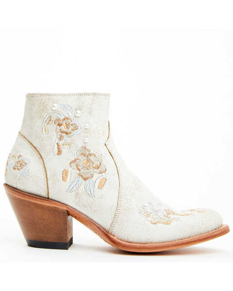 Image #2 - Shyanne Women's Carine Crackadela Floral Western Fashion Booties - Round Toe , White, hi-res