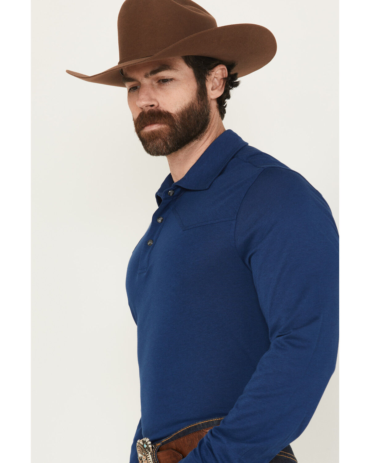 Image #2 - Cody James Black 1978® Men's Drifter Solid Long Sleeve Polo, Blue, hi-res
