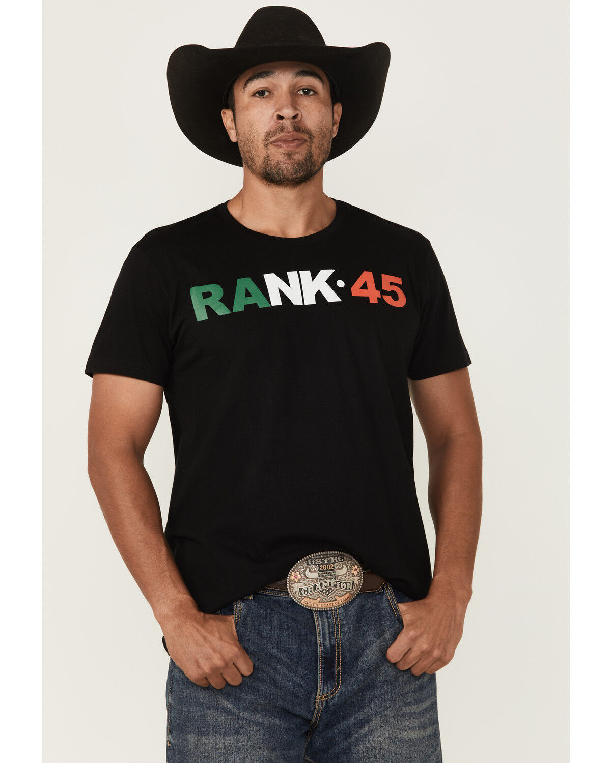 Image #1 - RANK 45® Men's Rosarito Mexico Logo Short Sleeve Graphic T-Shirt, Black, hi-res