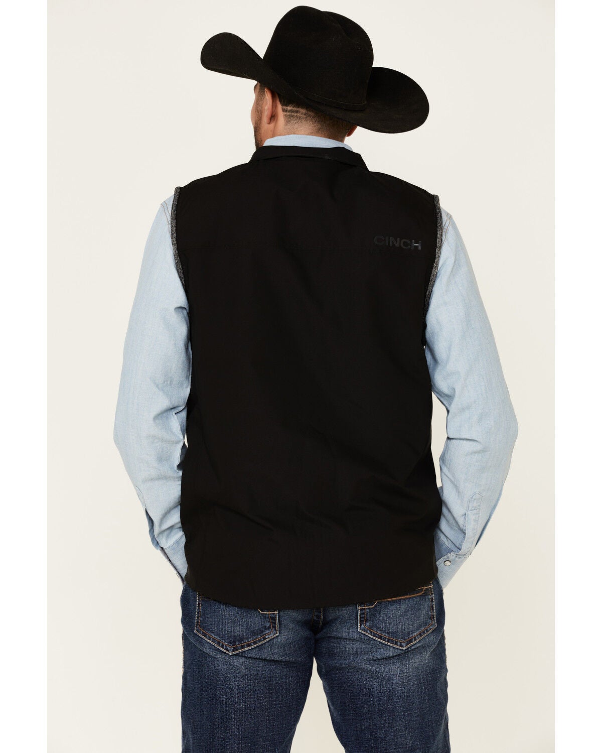 Image #4 - Cinch Men's Black Lightweight Stretch Zip-Up Vest , , hi-res