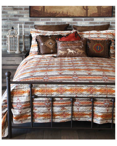Image #1 - Carstens Home Wrangler Amarillo Sunset Queen Quilt Set - 3-Piece, Orange, hi-res