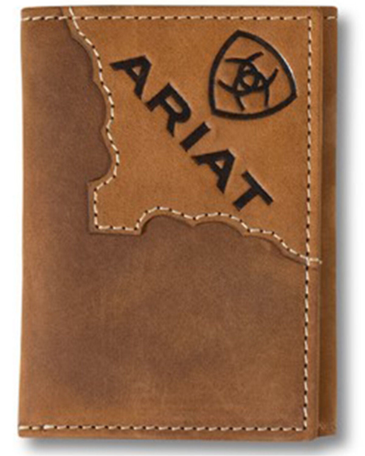 Ariat Men's Tri-Fold Two Tone Leather Wallet, Brown, hi-res