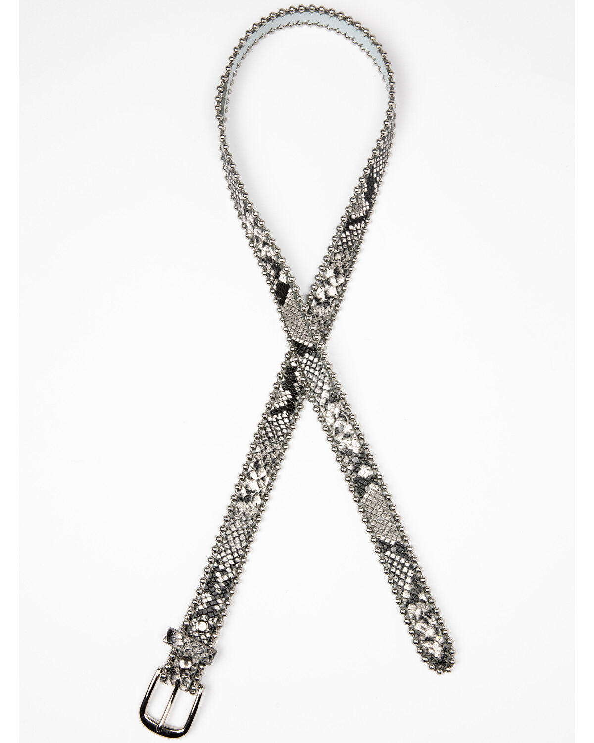 Image #1 - Shyanne Women's Snake Print Skinny Belt, Grey, hi-res