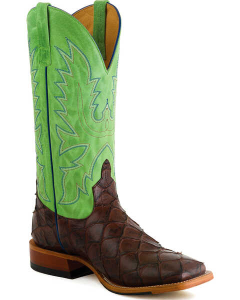Image #1 - Horse Power Men's Filet of Fish Print Western Boots - Square Toe , Chocolate, hi-res
