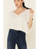 Image #3 - Angie Women's Embroidered Button-Down Long Sleeve Flowy Top, White, hi-res
