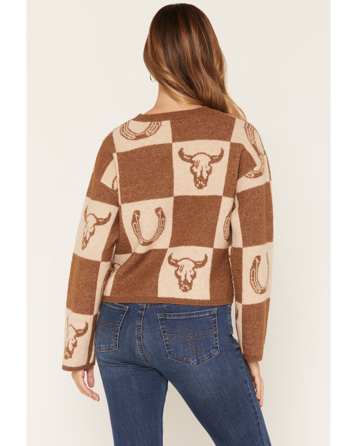 Image #4 - Z Supply Women's Horseshoe Checkered Sweater, Brown, hi-res