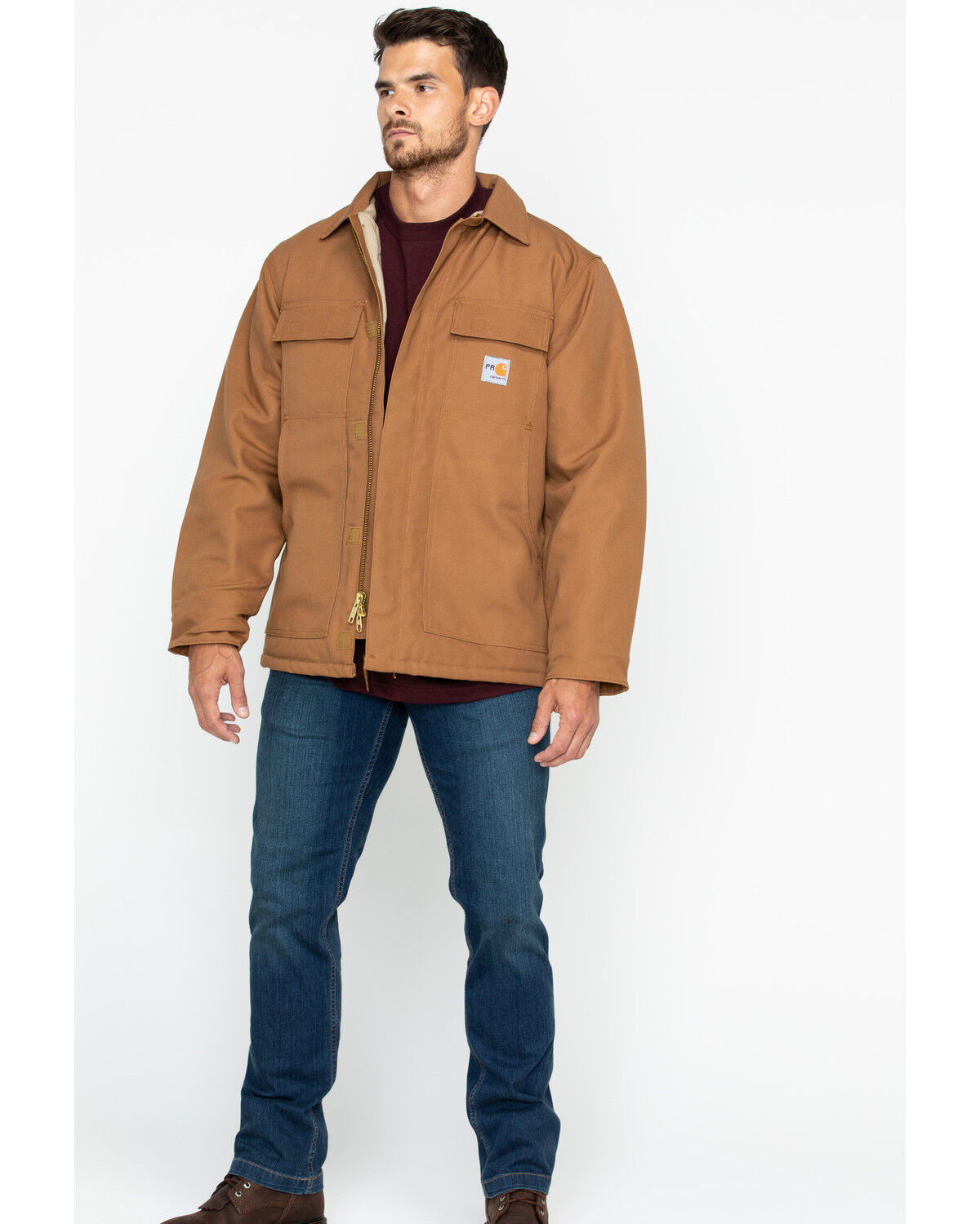 Image #7 - Carhartt Men's FR Duck Traditional Coat - Big & Tall, Carhartt Brown, hi-res